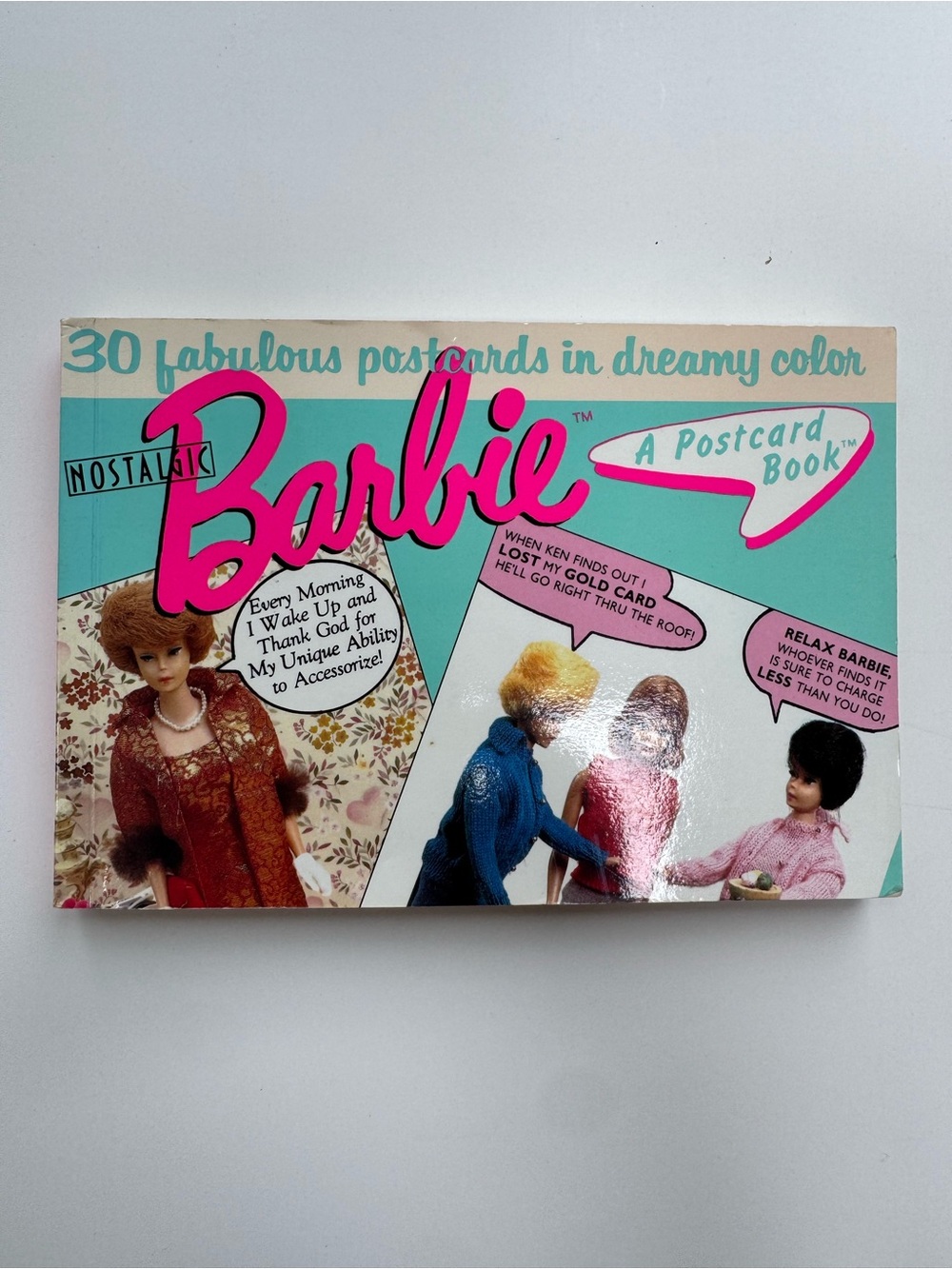 1990 UNUSED Nostalgic Vintage Barbie Postcard Book - 30 Postcards